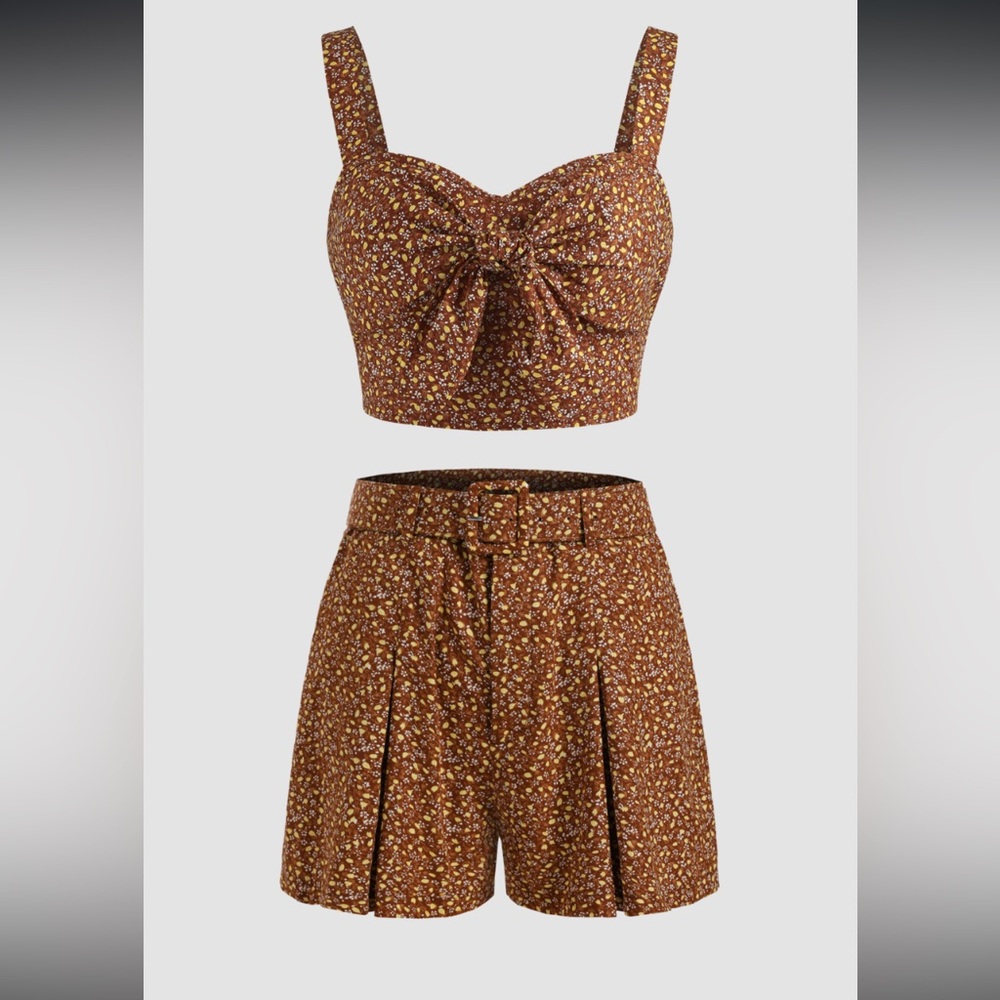 Cider Brown and Yellow Floral Set